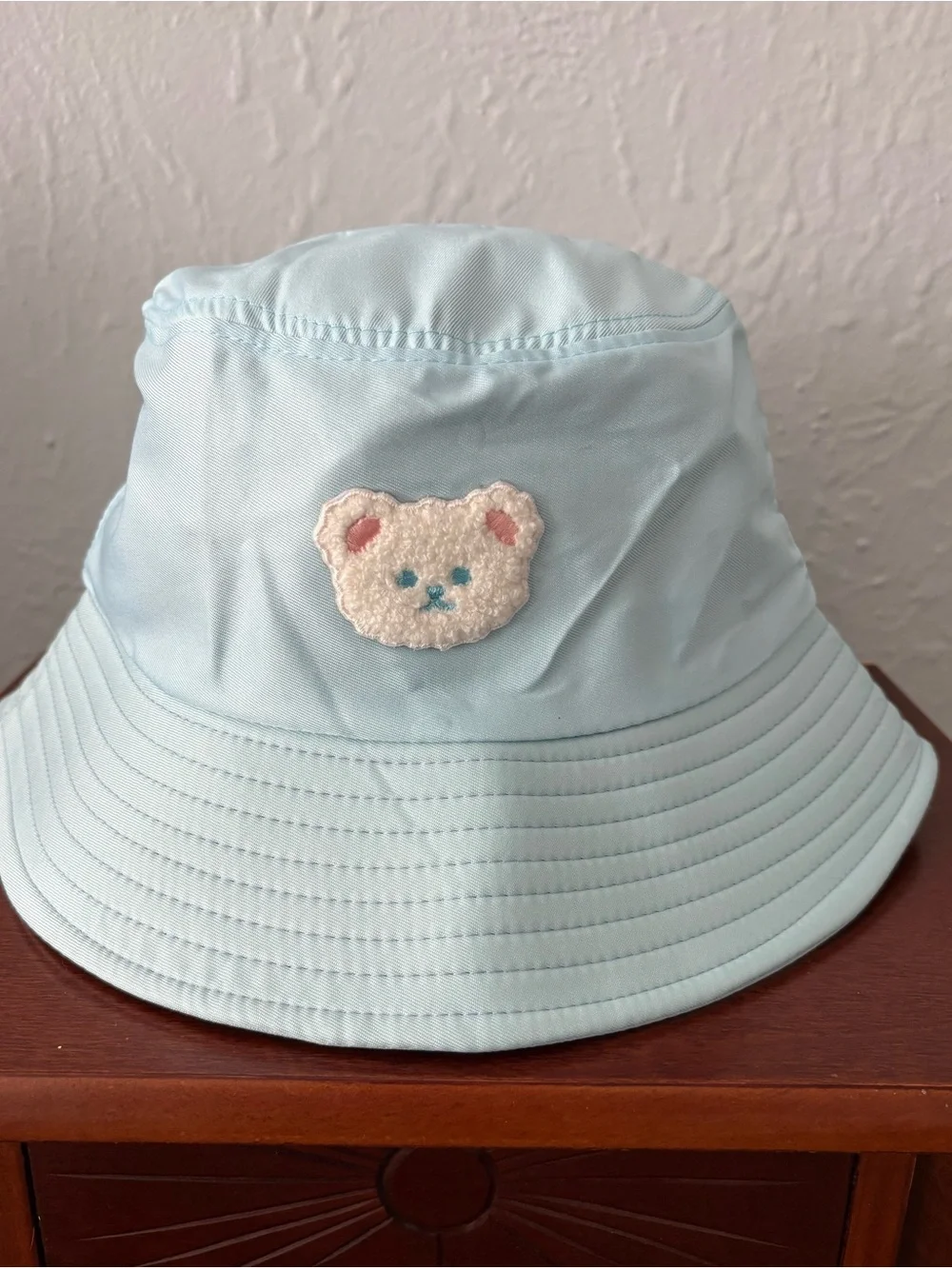 Light Blue Kids Bucket Hat with Teddy Patch NWOT